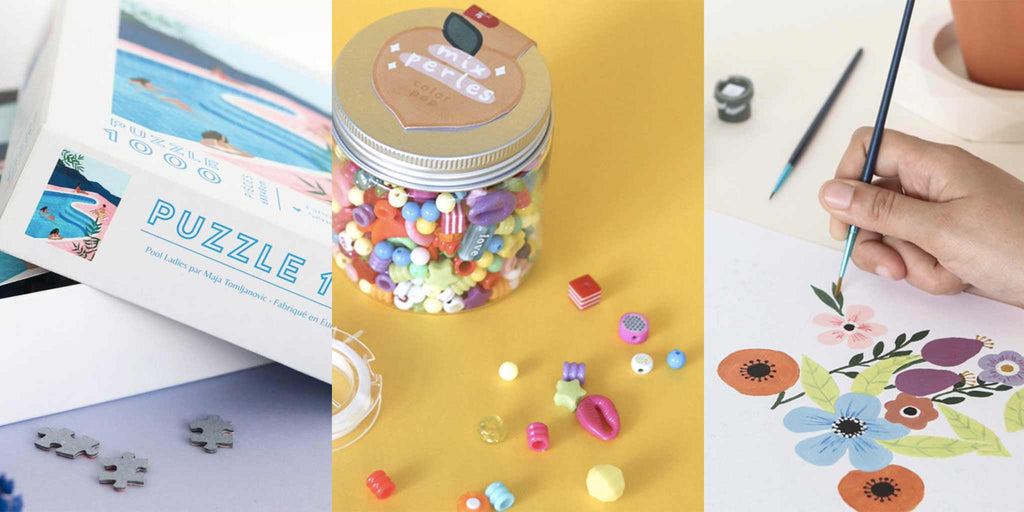 le puzzle, les perles et le kit de peinture de l'Atelier Kumo