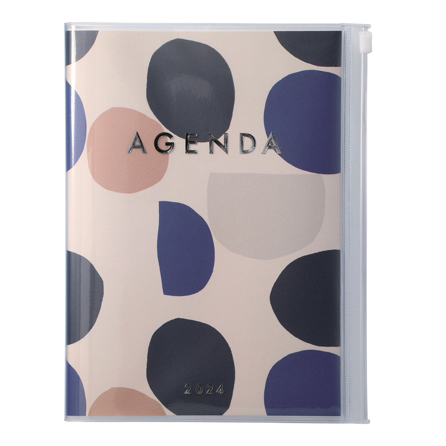 Marks-agenda-A5-2023-2024-pois-abstrait-ivoire-Atelier-Kumo