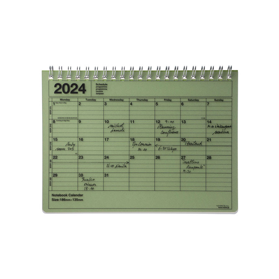 Marks-calendrier-2024-vert-S-petit-modele-Atelier-Kumo