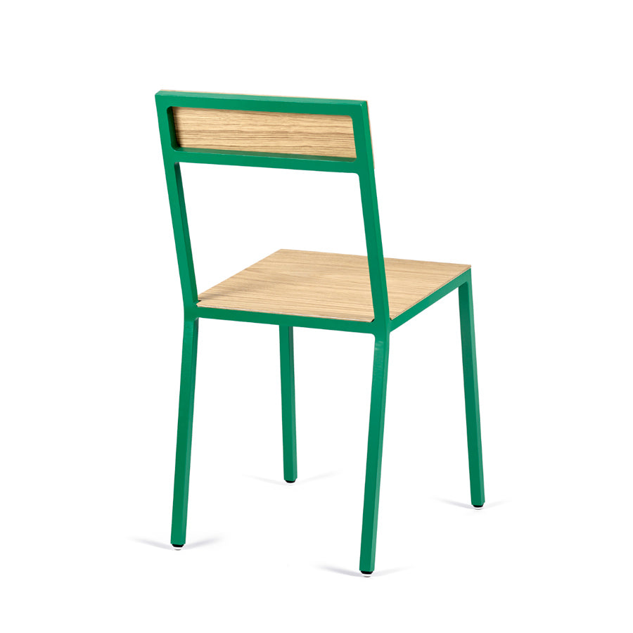 Muller-van-Severen-chaise-aluminium-alu-chair-bois-vert-dos-Valerie-Objects-Atelier-Kumo