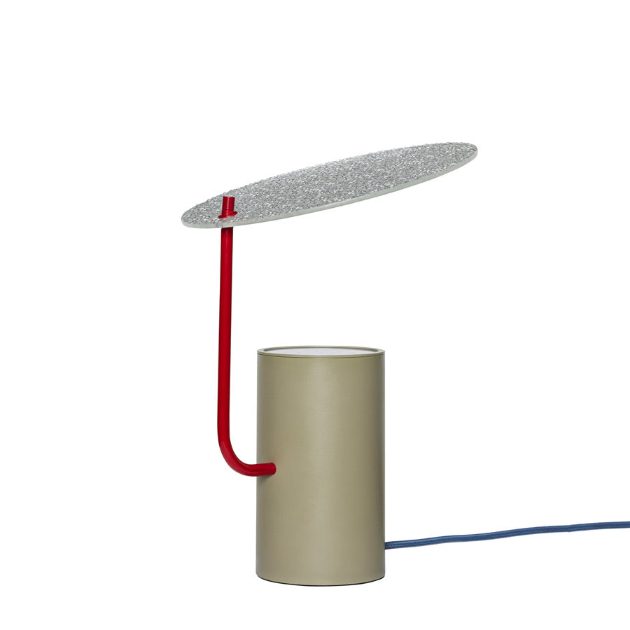 Hubsch-Lampe-de-table-Disc-kaki-et-rouge-Atelier-Kumo