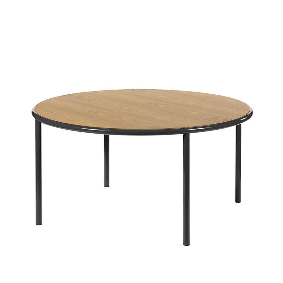 Muller-van-Severen-table-bois-ronde-structure-noire-chene-Valerie-Objects-Atelier-Kumo