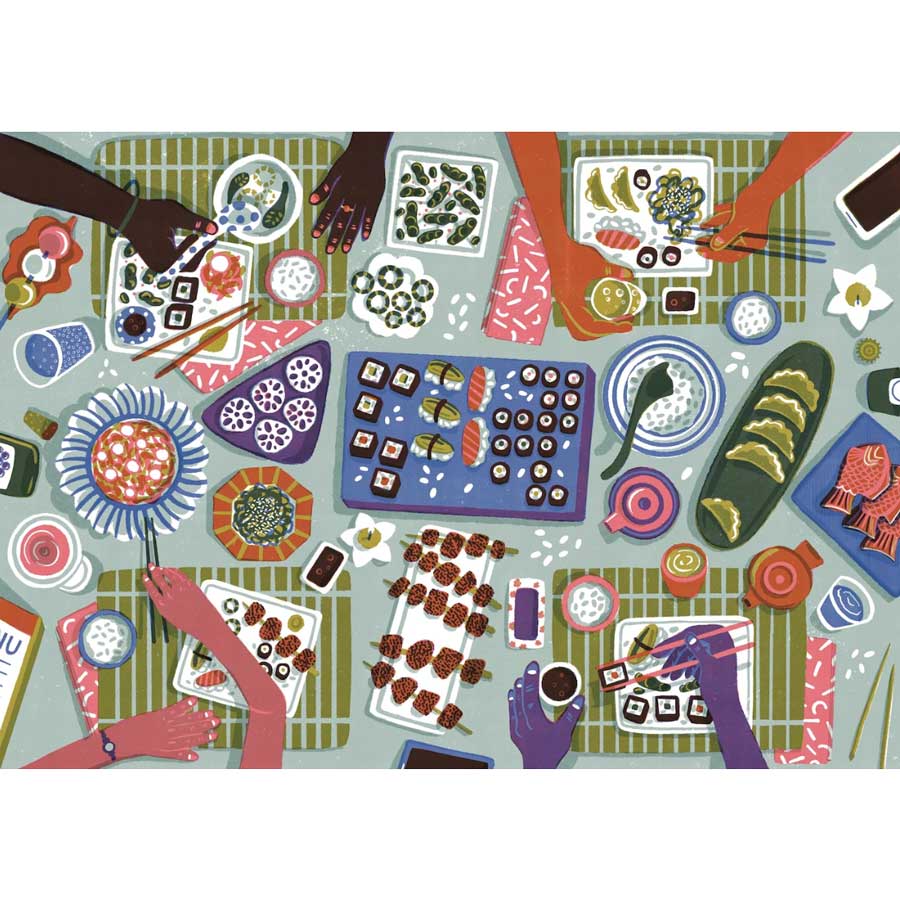 Piecely-Puzzle-sushi-dinner-Polina-Jakimova-500-pieces-Atelier-Kumo