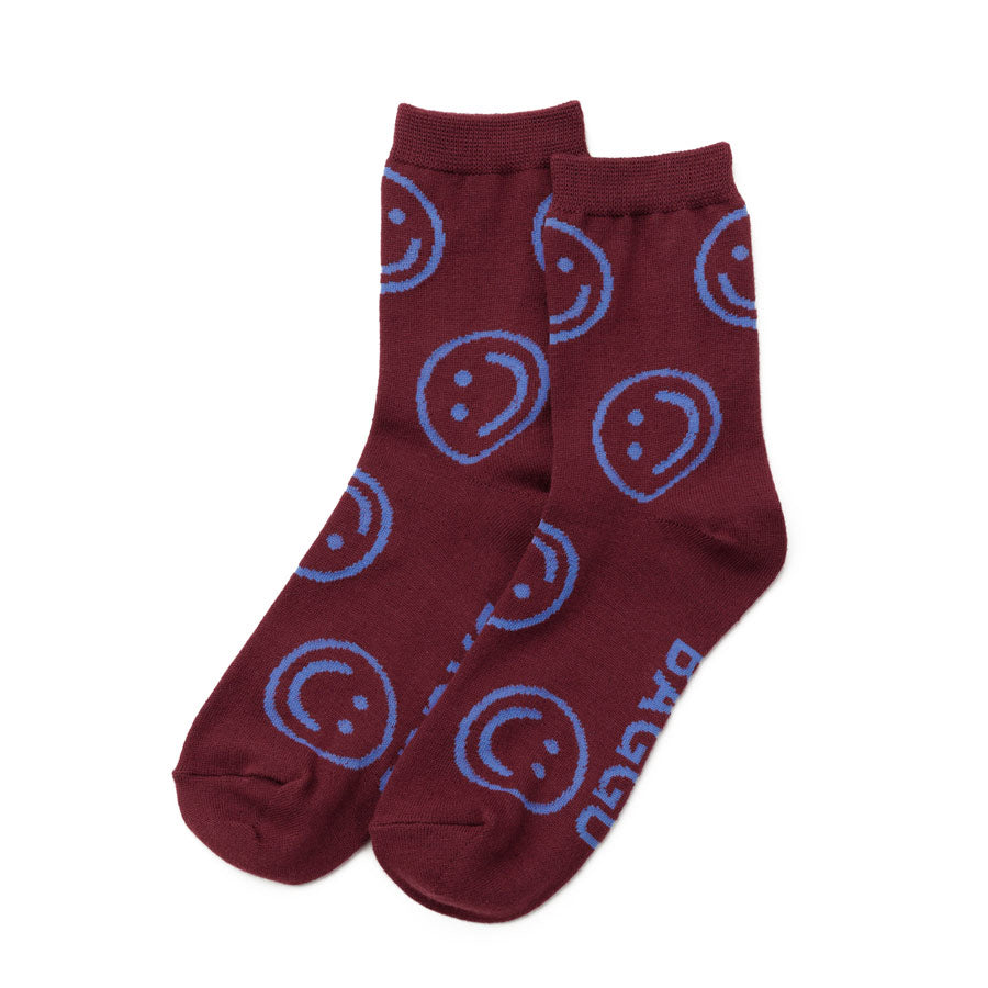 Baggu-chaussettes-adultes-taille-unique-smiley-bordeaux-Atelier-Kumo