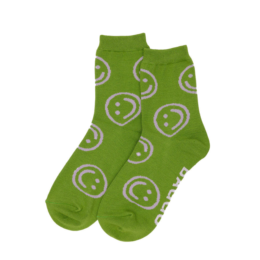 Baggu-chaussettes-adultes-taille-unique-smiley-vert-poire-Atelier-Kumo
