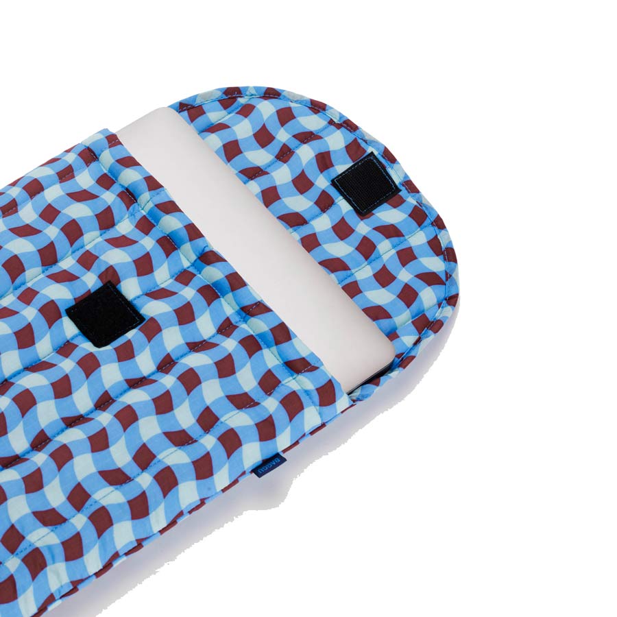 Baggu-housse-pour-ordinateur-portable-puffy-carreaux-bleu-marron-ondule-16-pouces-nylon-ripstop-durable-Atelier-Kumo