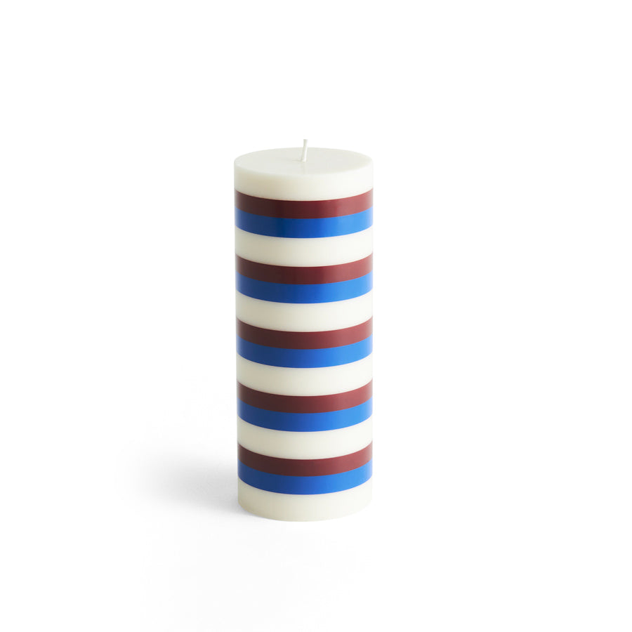 Hay-bougie-colonne-M-blanc-marron-bleu-Atelier-Kumo