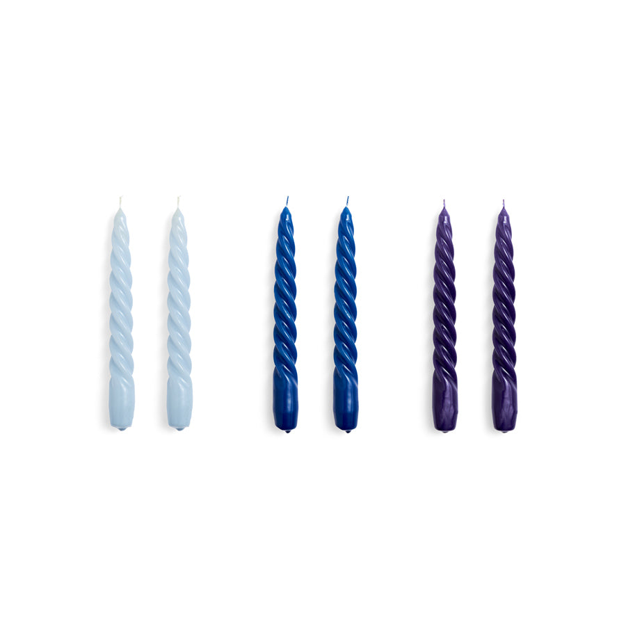 Hay-bougie-set-de-6-spirale-fine-bleu-clair-bleu-fonce-violet-Atelier-Kumo