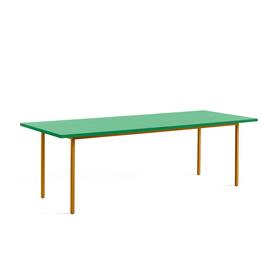 Hay-table-two-color-rectangle-240-90-cm-ocre-vert-Muller-Van-Severen-Atelier-Kumo