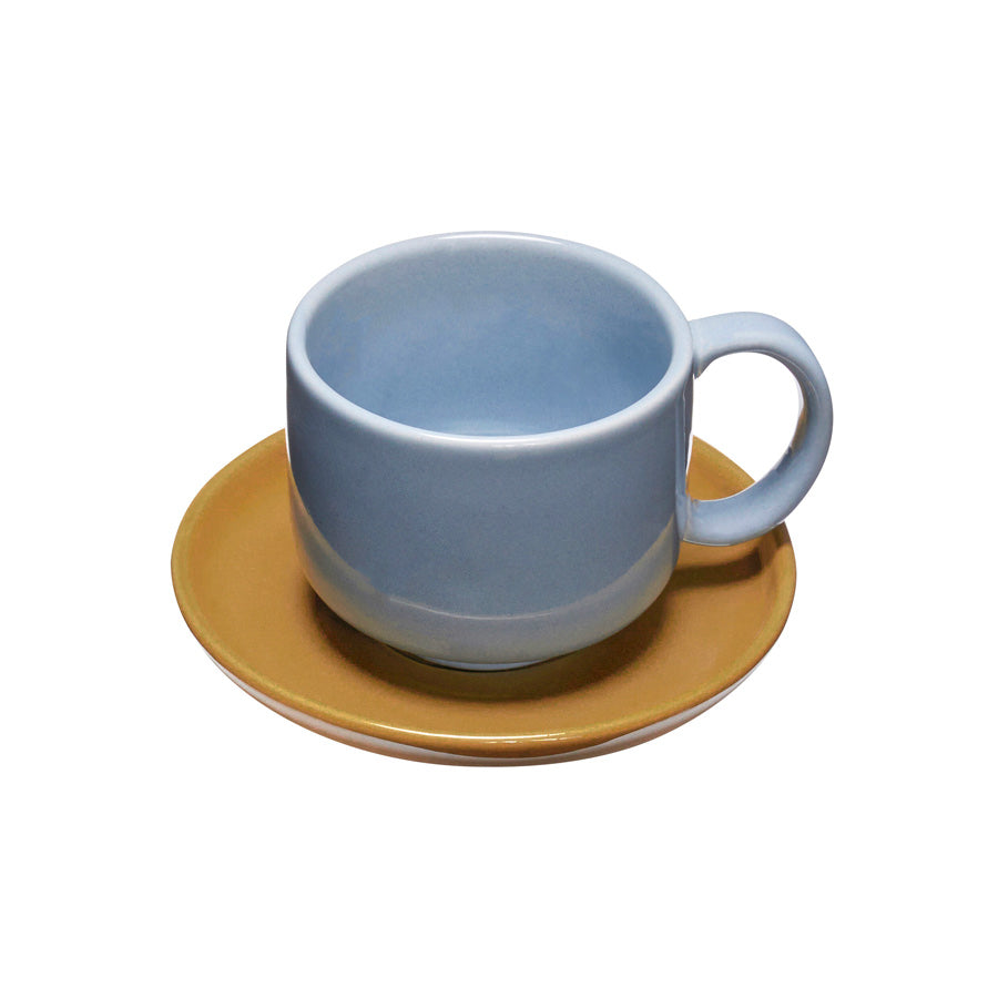 Hubsch-tasse-amare-bleu-avec-soucoupe-marron-Atelier-Kumo