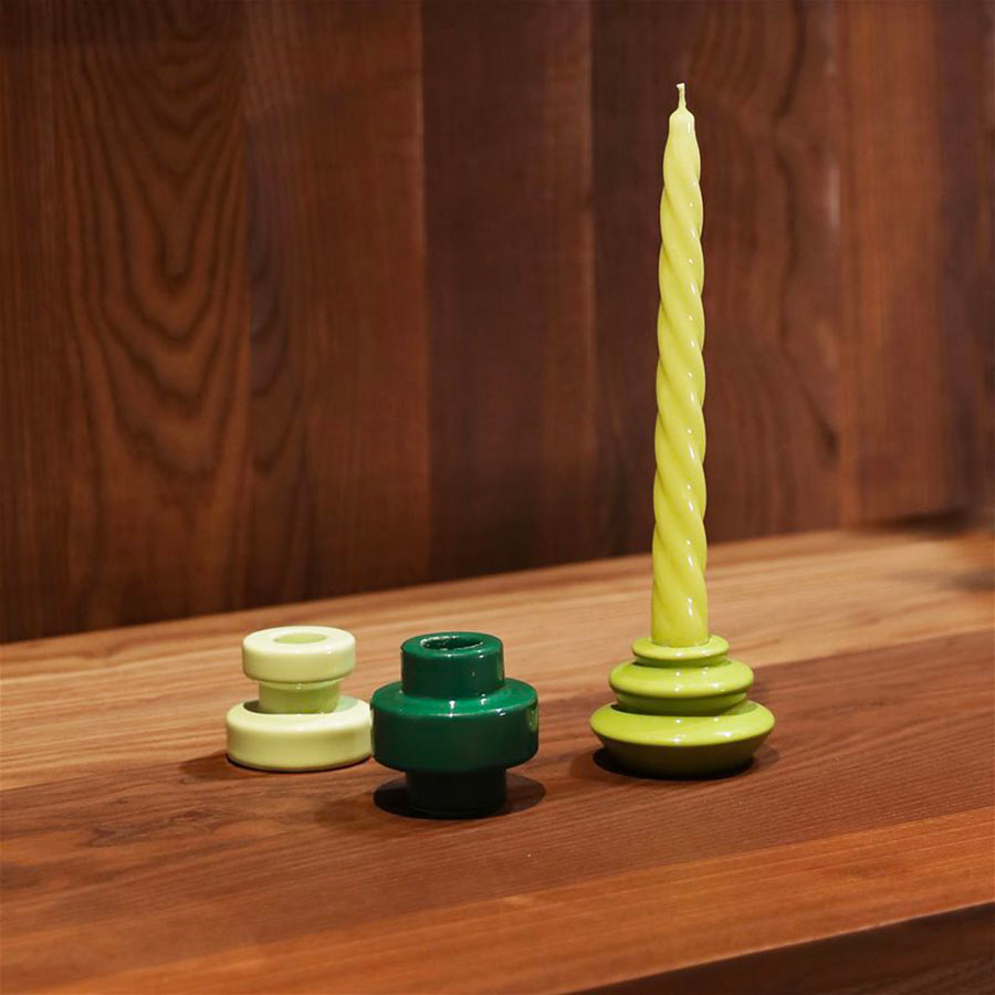 BOUGEOIRS / PORTE BOUGIE en VERRE moulé VERT & ROUGE - hauteur 23,5cm - Décoration BOUGEOIRS / PORTE BOUGIE en VERRE moulé VERT & ROUGE - hauteur 23,5cm - Décoration