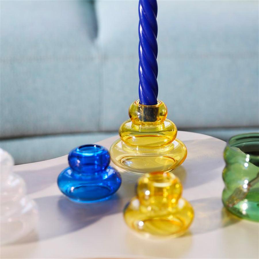 bougeoir S verre nervuré transparent bougeoir S verre nervuré transparent
