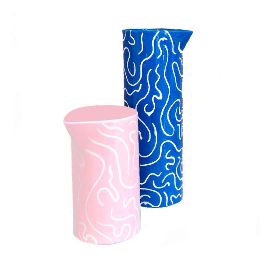 Klevering-carafe-bleu-et-rose-soba-en-porcelaine-boissons-Atelier-Kumo