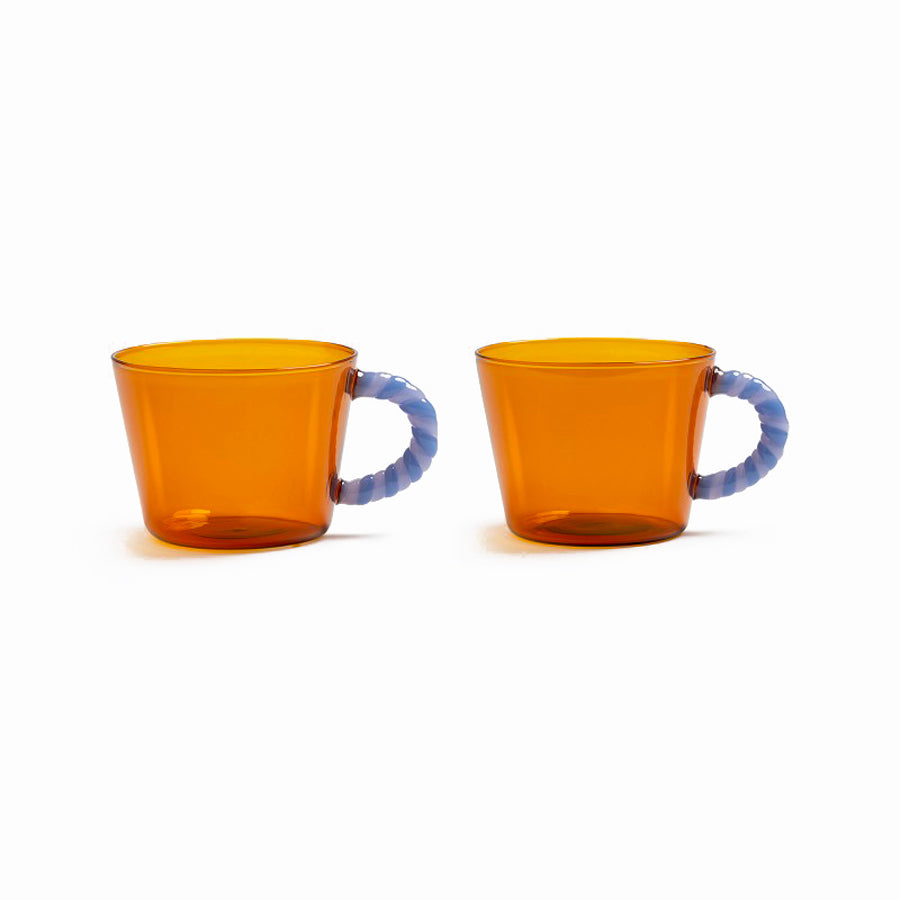 Klevering-set-de-2-tasse-en-verre-ambre-orange-Atelier-Kumo