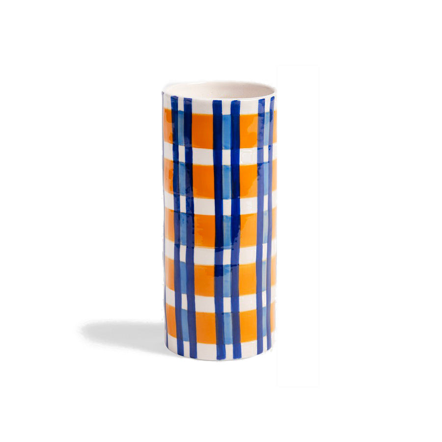 Klevering-vase-a-carreaux-bleu-et-orange-en-porcelaine-Atelier-Kumo