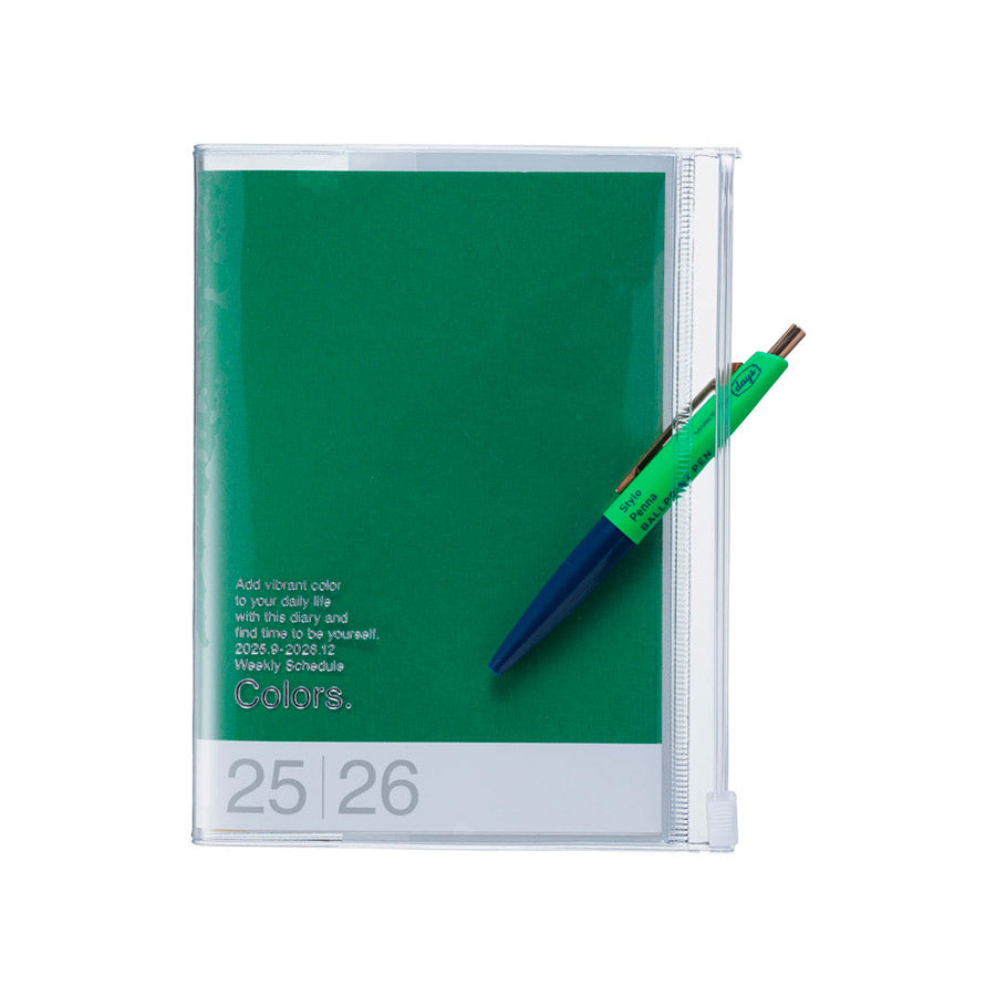 Marks-agenda-A6-colors-2025-2026-vert-stylo-Atelier-Kumo