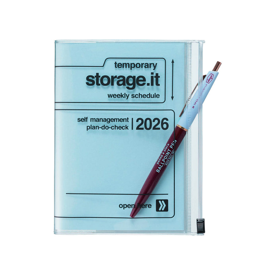 Marks-agenda-A6-storage-it-bleu-stylo-2025-2026-Atelier-Kumo