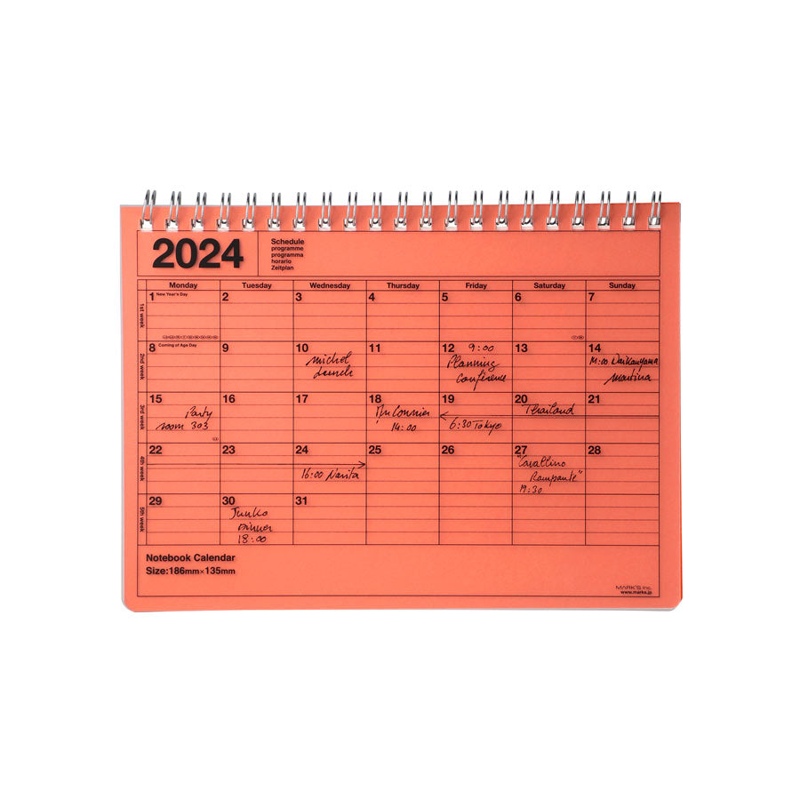 Marks-calendrier-2024-orange-S-petit-modele-Atelier-Kumo