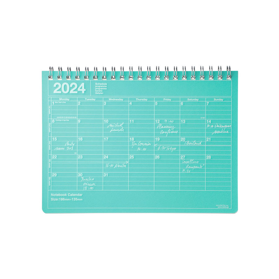 Marks-calendrier-2024-vert-menthe-S-petit-modele-Atelier-Kumo
