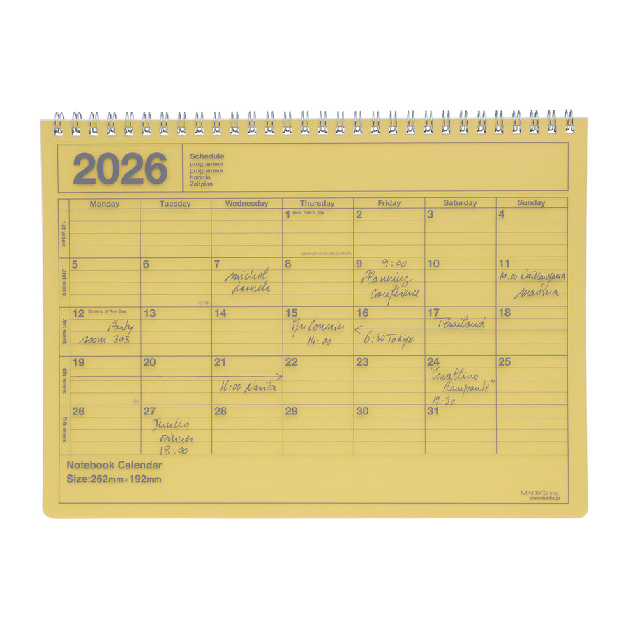 Marks-calendrier-M-2026-jaune-Atelier-Kumo