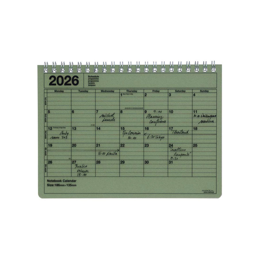Marks-calendrier-S-janvier-2026-vert-kaki-Atelier-Kumo