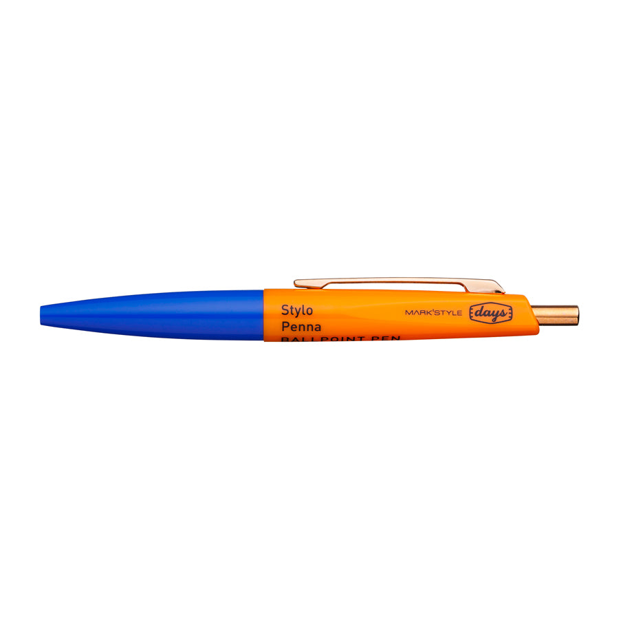 Marks-mini-stylo-bille-bicolore-days-bleu-electrique-orange-Atelier-Kumo