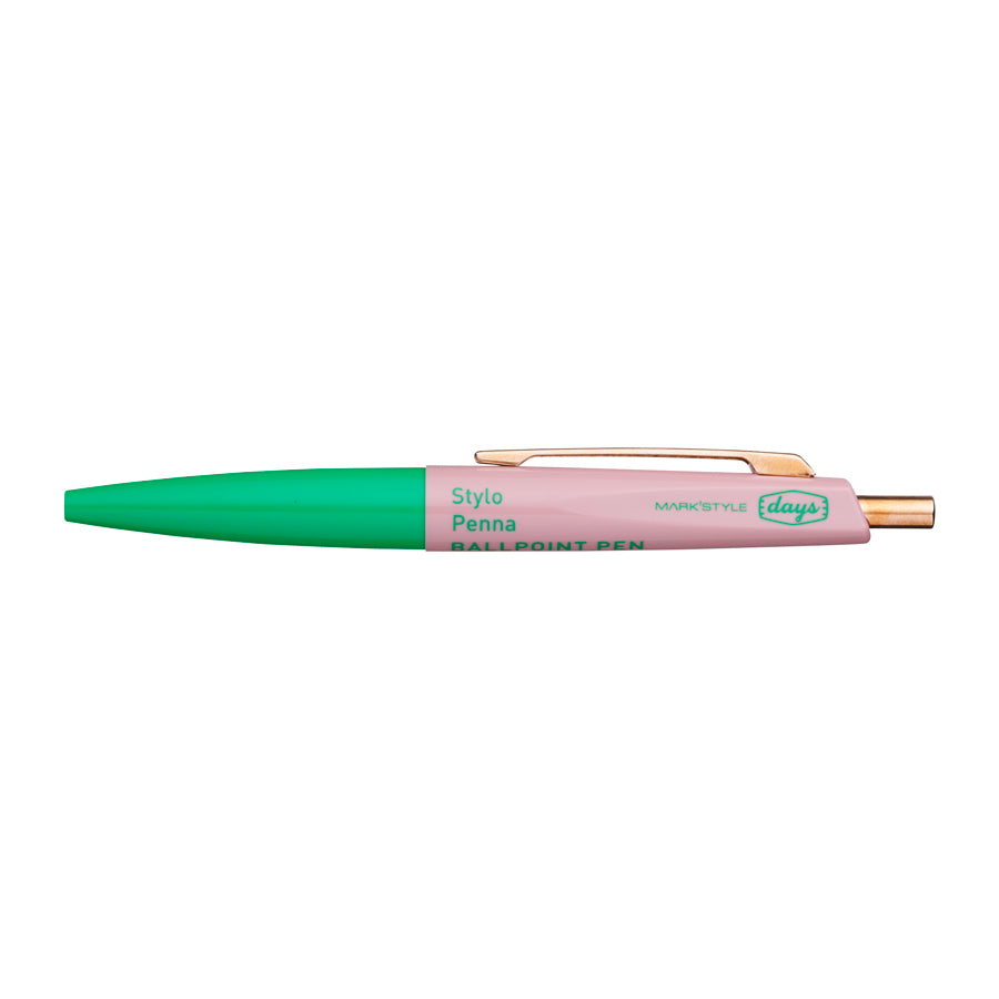 Marks-mini-stylo-bille-bicolore-days-vert-vieux-rose-Atelier-Kumo