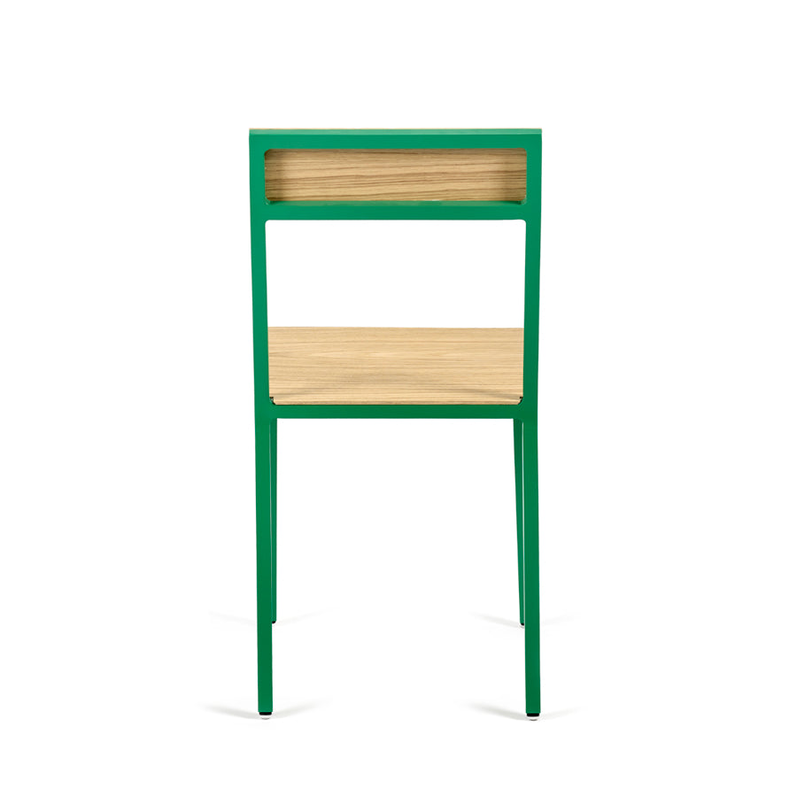 Muller-van-Severen-chaise-aluminium-alu-chair-bois-vert-arriere-Valerie-Objects-Atelier-Kumo
