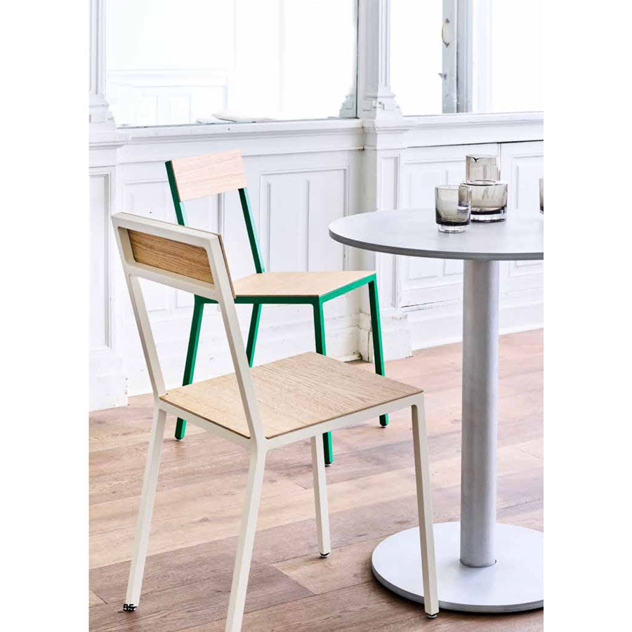 Muller-van-Severen-chaise-aluminium-alu-chair-bois-vert-blanc-Valerie-Objects-Atelier-Kumo