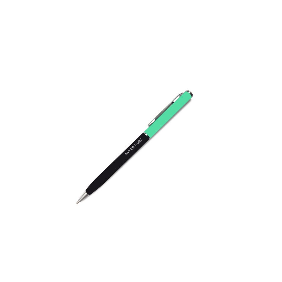 Papier-Tigre-stylo-bille-bicolore-rechargeable-noir-et-vert-menthe-Atelier-Kumo