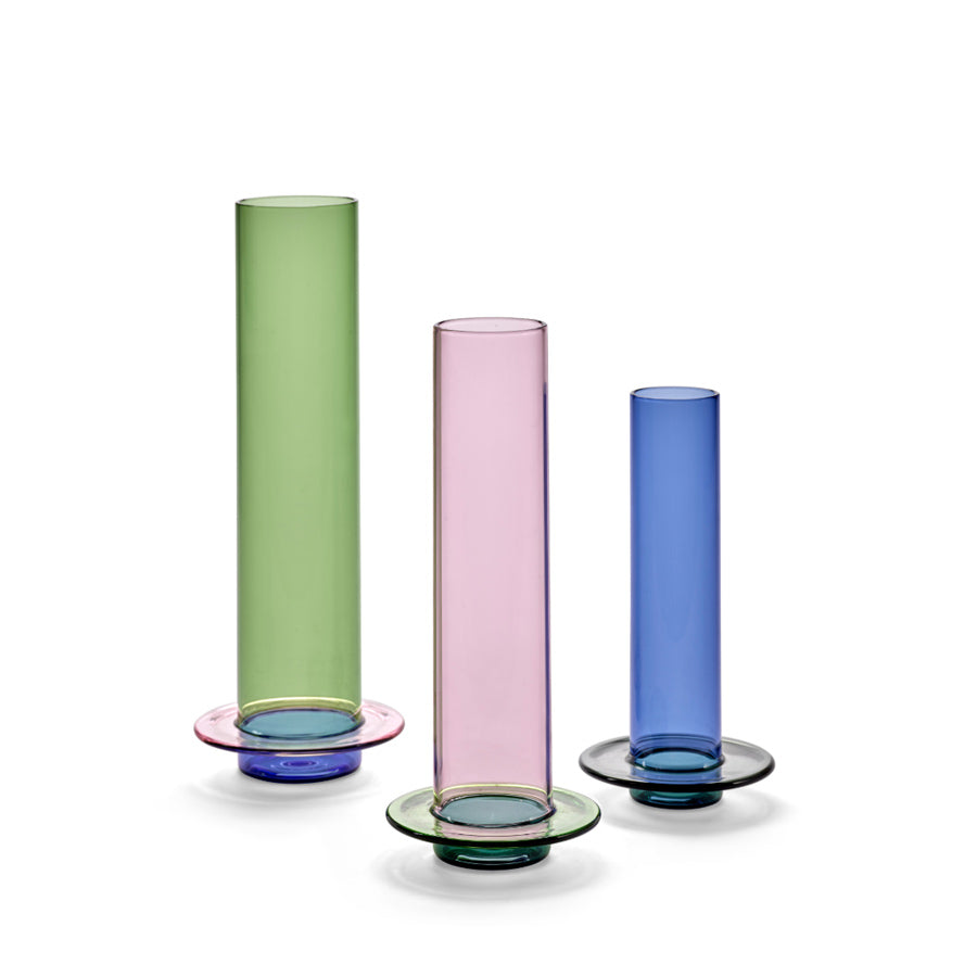Serax-vase-mix-tricolore-glass-towers-jose-levy-verre-borosilicate-groupe-trio-Atelier-Kumo