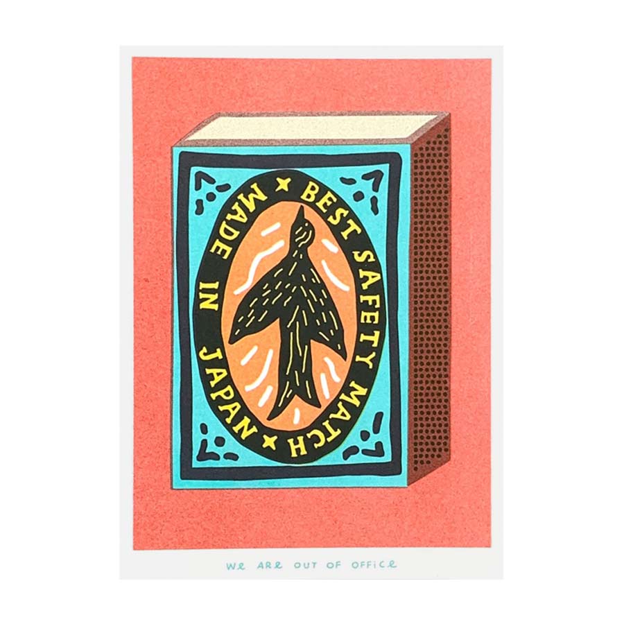 We-Are-Out-Of-Office-risographie-carte-boite-allumette-de-surete-fabrication-pays-bas-Atelier-Kumo