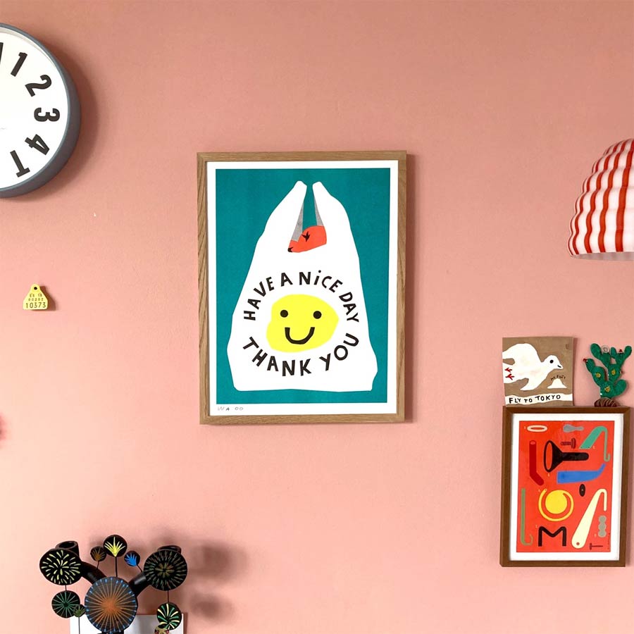 We-are-out-of-office-risographie-grand-format-sac-de-courses-ambiance-decoration-Atelier-Kumo