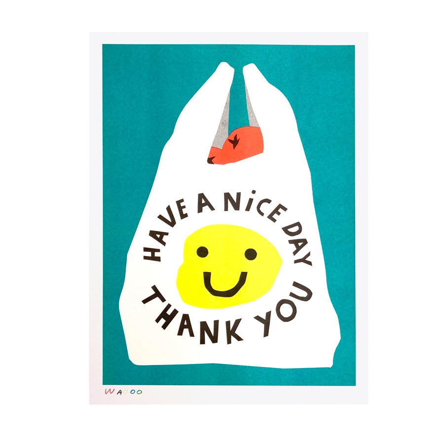 We-are-out-of-office-risographie-illustration-grand-format-sac-de-courses-Atelier-Kumo