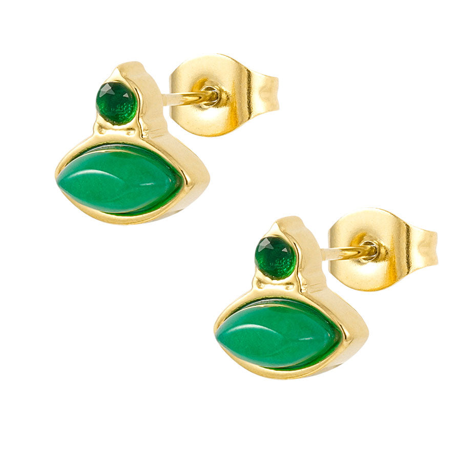 boucles d'oreilles percées couleur argent tombantes perle verte bijou boucles d'oreilles percées couleur argent tombantes perle verte bijou