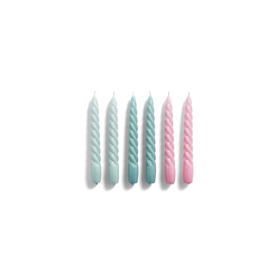 Hay-Set-de-6-bougies-spirales-bleu-sarcelle-arctique-rose-Atelier-Kumo