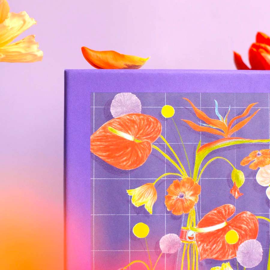 Jour-ferie-puzzle-des-fleurs-sur-la-table-violet-Atelier-Kumo