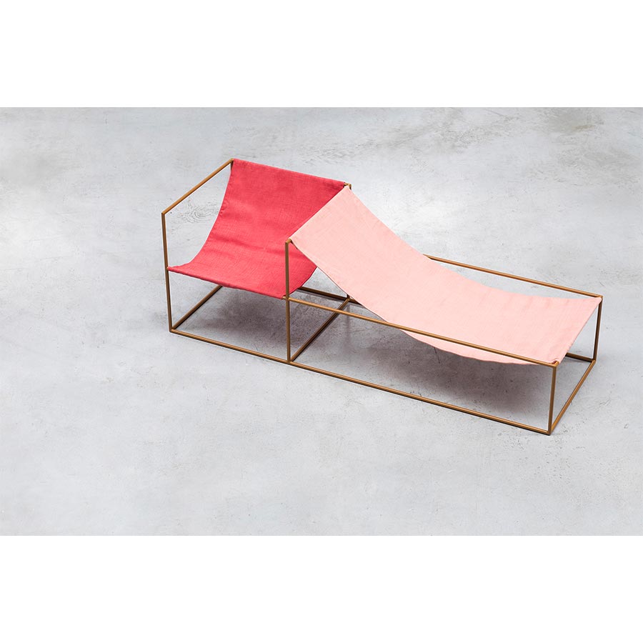 Muller-van-Severen-siège-duo-seat-moutarde-rouge-rose-Valerie-Objects-Atelier-Kumo
