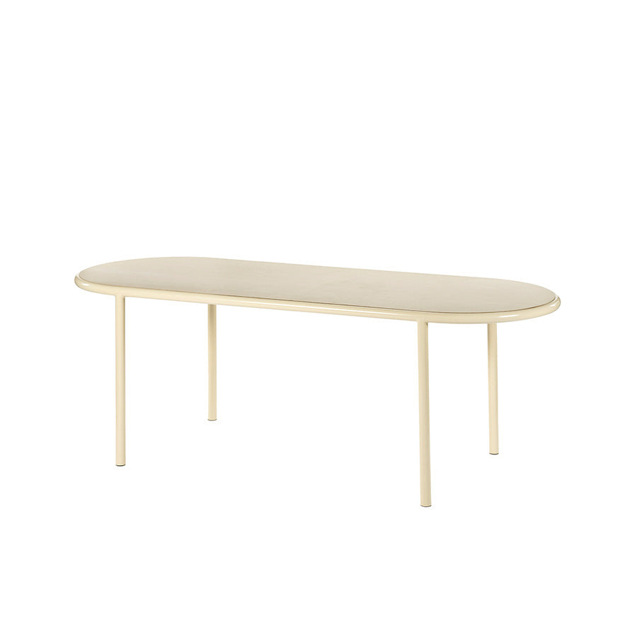 Muller-van-Severen-table-bois-ovale-structure-ivoire-bouleau-Valerie-Objects-Atelier-Kumo
