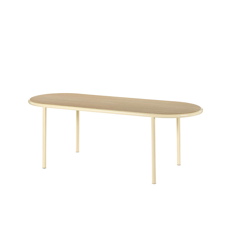Muller-van-Severen-table-bois-ovale-structure-ivoire-chene-Valerie-Objects-Atelier-Kumo