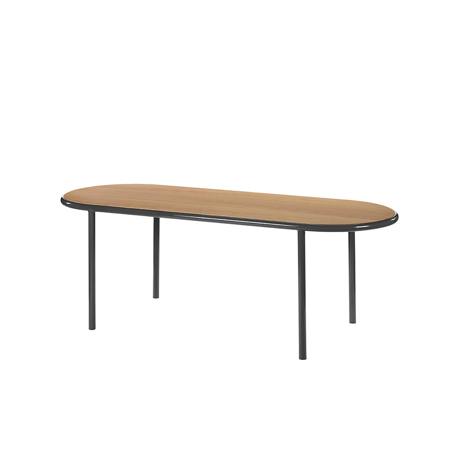 Muller-van-Severen-table-bois-ovale-structure-noire-cerisier-Valerie-Objects-Atelier-Kumo