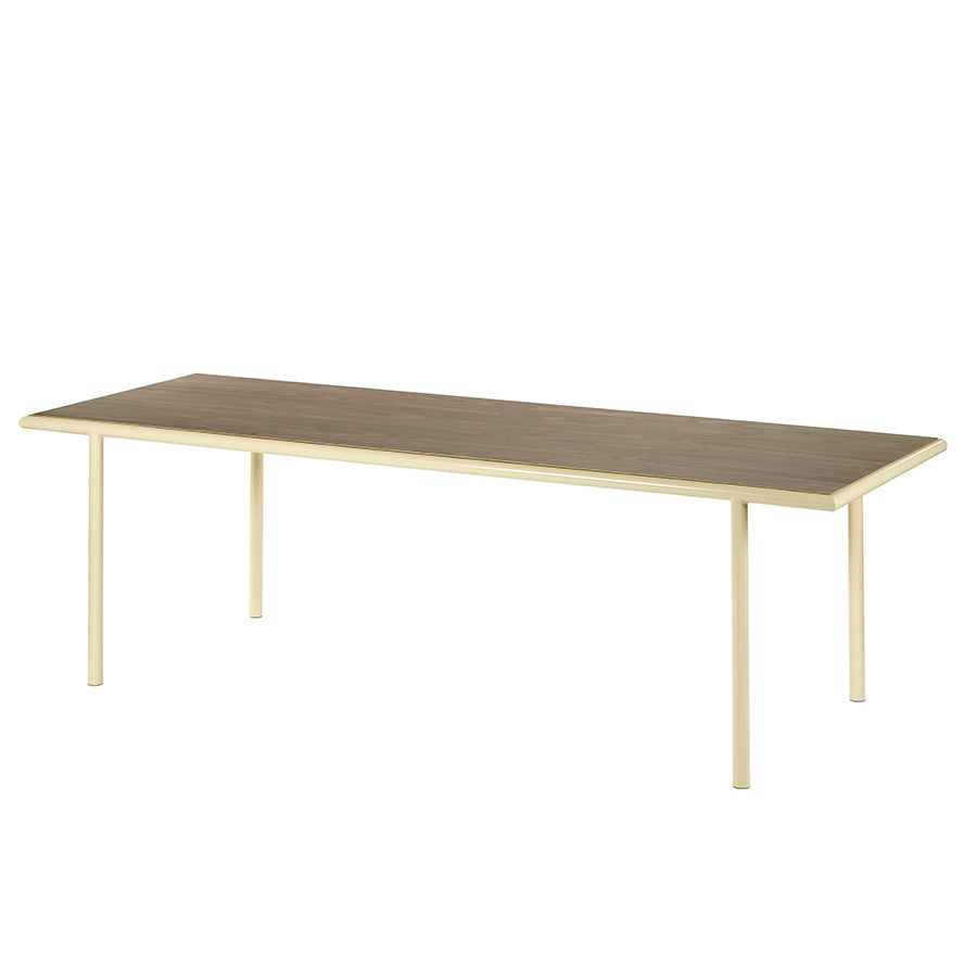 Muller-van-Severen-table-bois-rectangle-structure-ivoire-noyer-Valerie-Objects-Atelier-Kumo