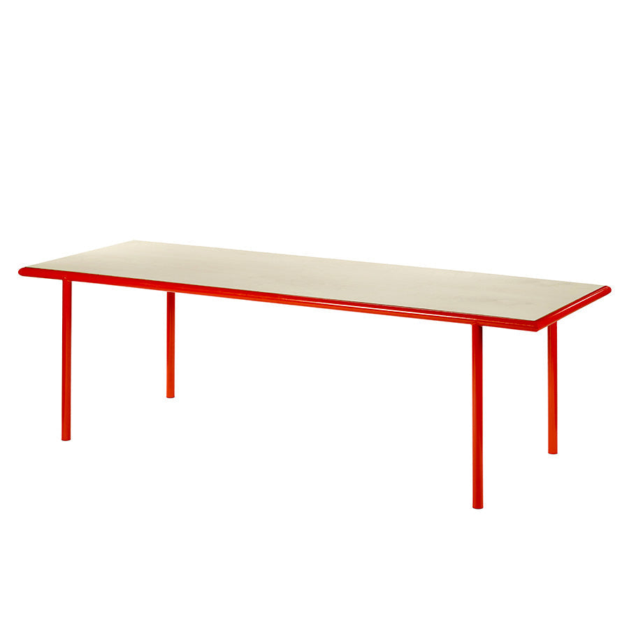 Muller-van-Severen-table-bois-rectangle-structure-rouge-bouleau-Valerie-Objects-Atelier-Kumo