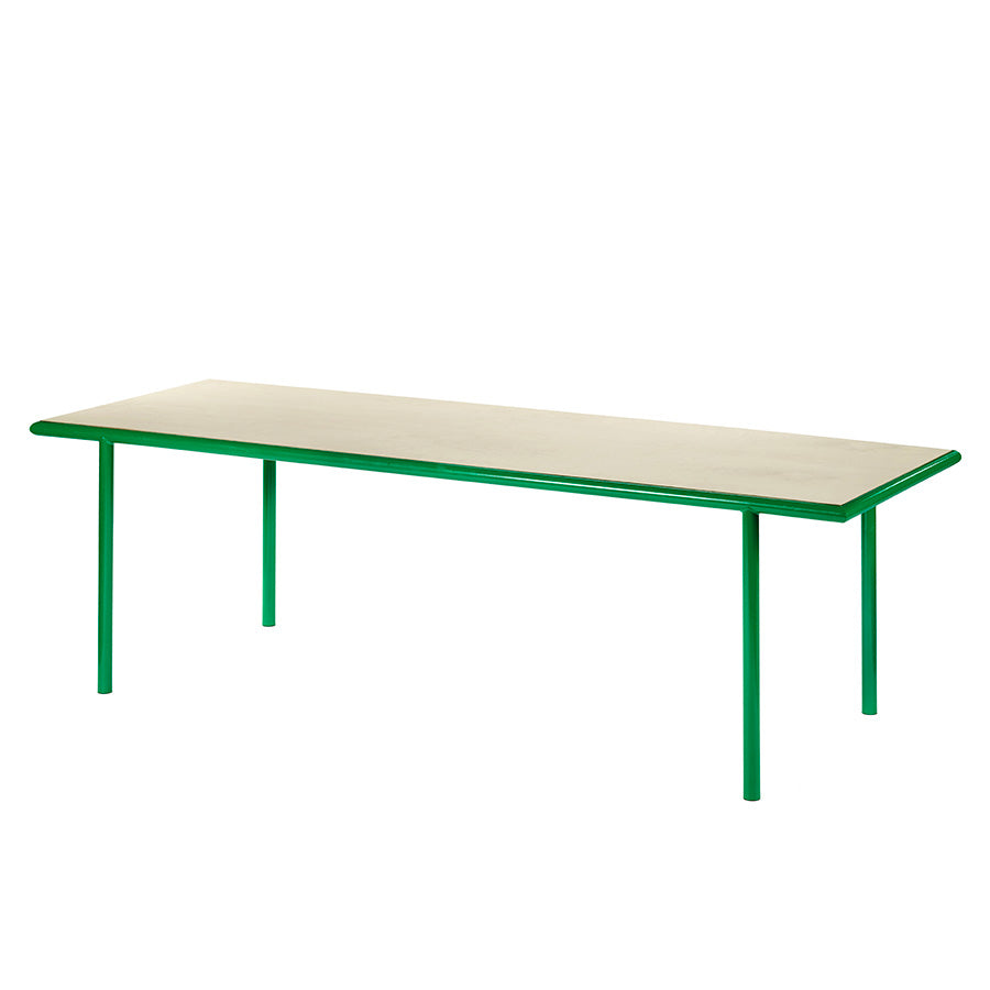 Muller-van-Severen-table-bois-rectangle-structure-verte-bouleau-Valerie-Objects-Atelier-Kumo
