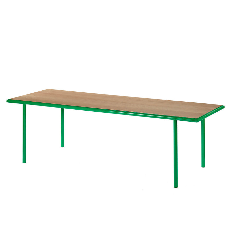 Muller-van-Severen-table-bois-rectangle-structure-verte-cerisier-Valerie-Objects-Atelier-Kumo