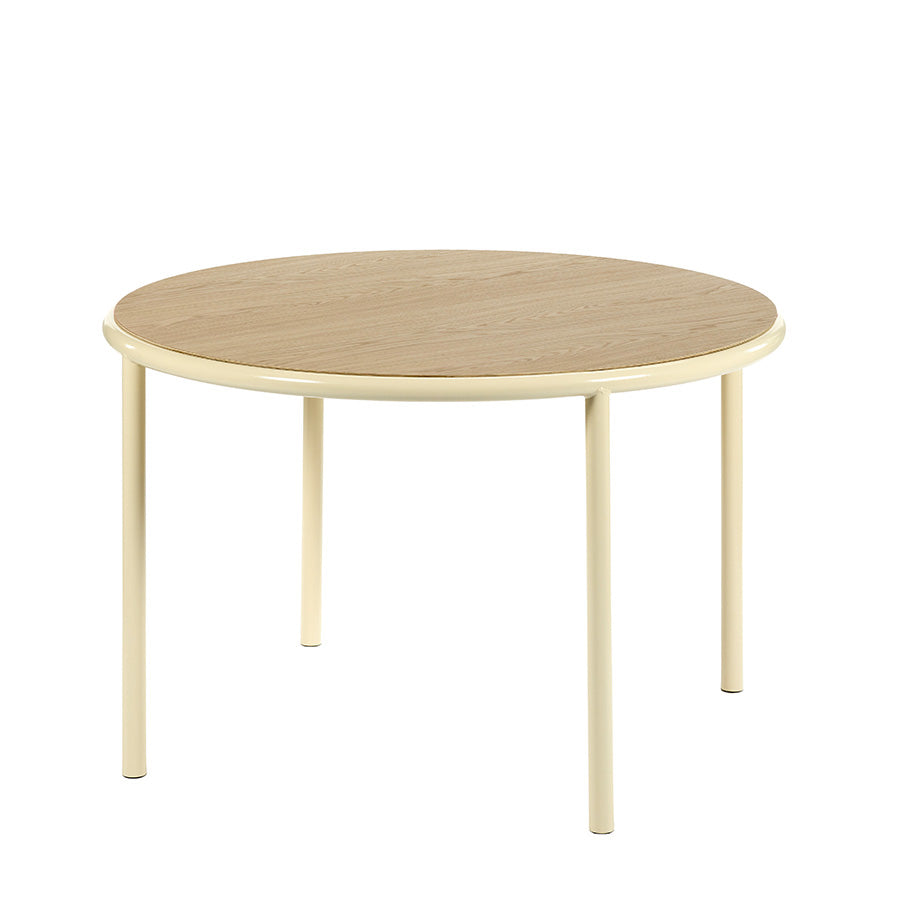 Muller-van-Severen-table-bois-ronde-structure-ivoire-chene-Valerie-Objects-Atelier-Kumo