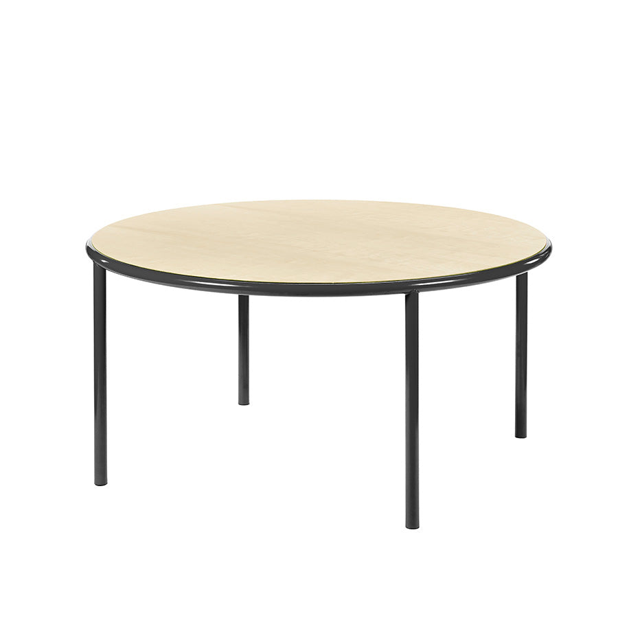 Muller-van-Severen-table-bois-ronde-structure-noire-bouleau-Valerie-Objects-Atelier-Kumo