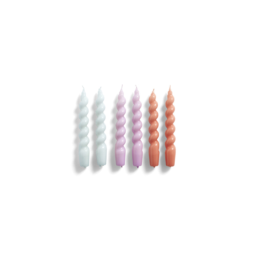 hay-bougies-Spirale-Set-6-abricot-bleu-glace-lavande-atelier-kumo
